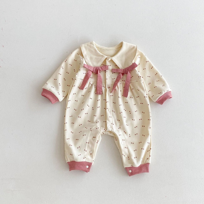 Baby Girl Full-printed Bow Long Sleeve Romper