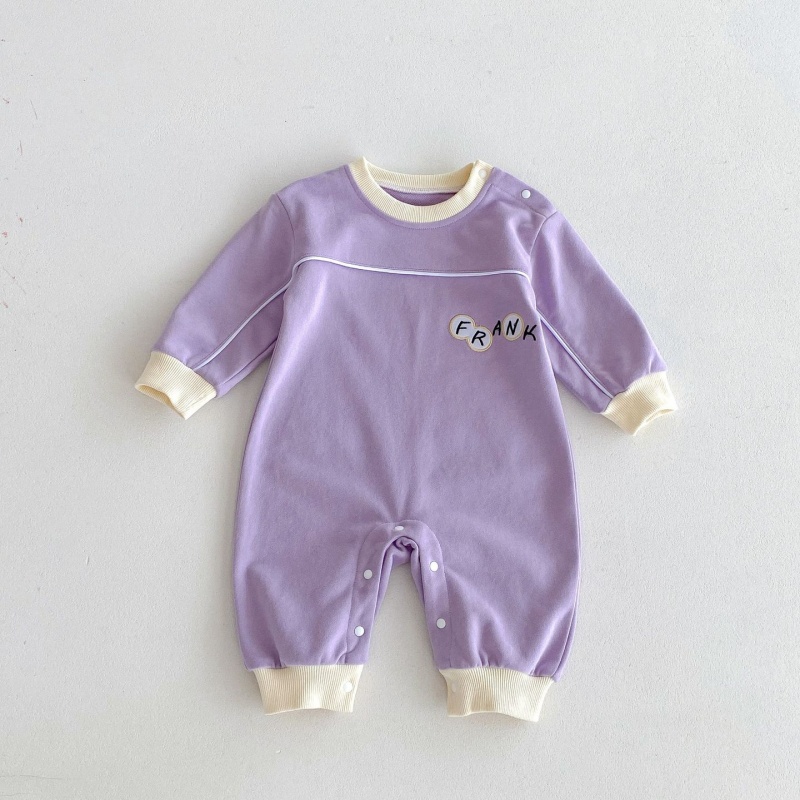 Baby Girl Alphabet EmbroideryLong Sleeve Romper