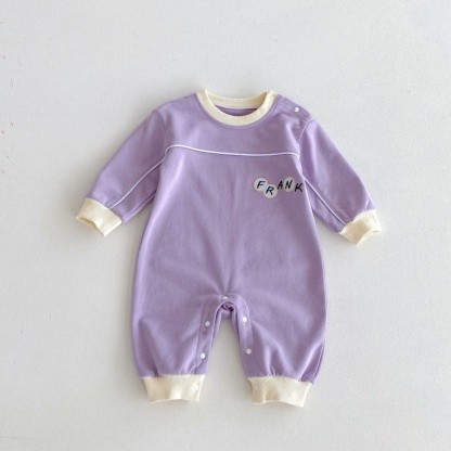 Baby Girl Alphabet EmbroideryLong Sleeve Romper