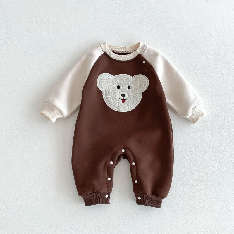 Baby Girl/Boy Colorblocking Bear Long Sleeve Romper