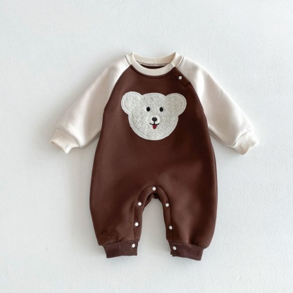 Baby Girl/Boy Colorblocking Bear Long Sleeve Romper