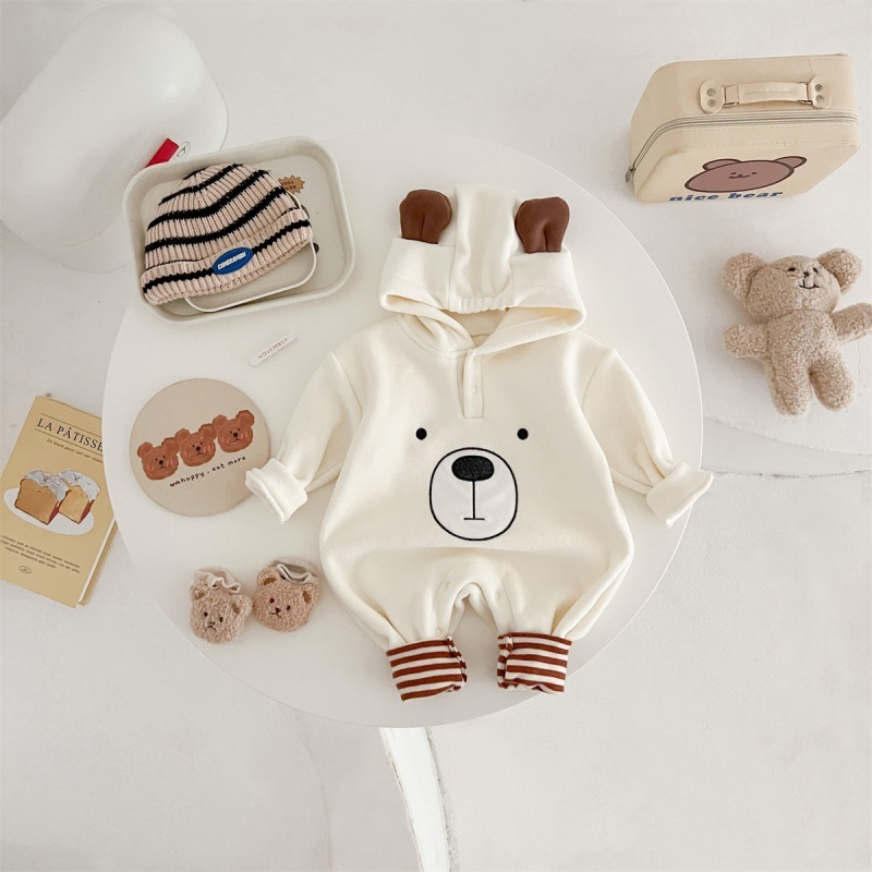 Baby Girl/Boy Cute Bear Ears Hoodie Long Sleeve Romper
