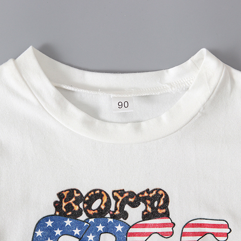 2pcs Baby Girl American Independence Day Letters T-shirt with Flared pants Set