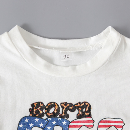 2pcs Baby Girl American Independence Day Letters T-shirt with Flared pants Set