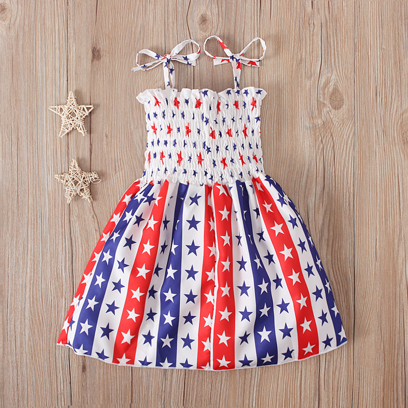 Baby Girl Independence Day Strappy Ensign Print Dress