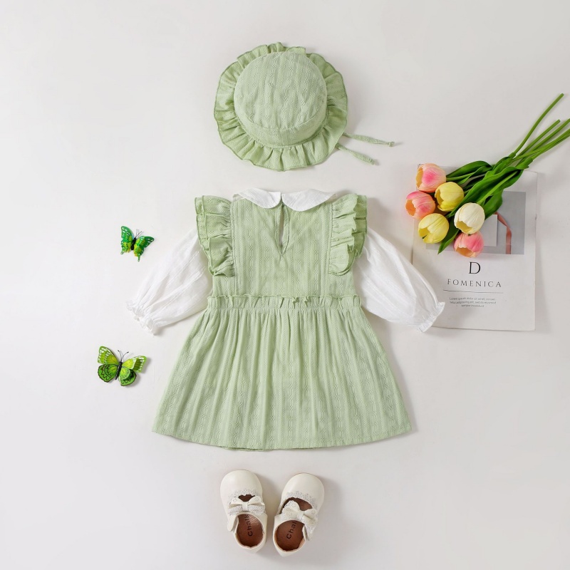 2pcs Baby Girl Long Sleeve Tulip Dress with Hat