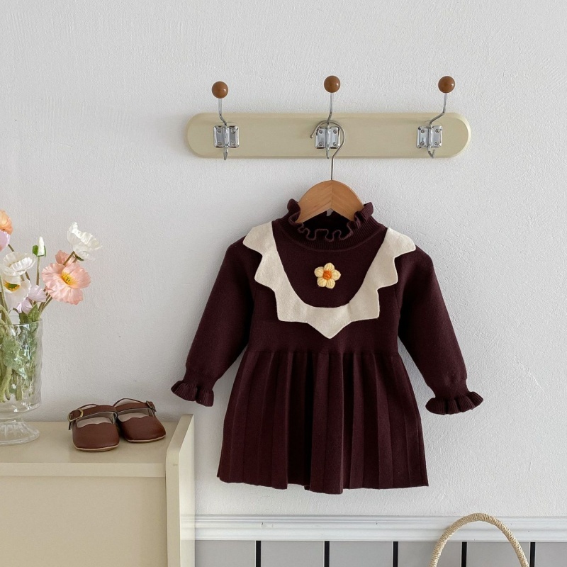 Baby Girl Knitted Flower Long Sleeve Dress