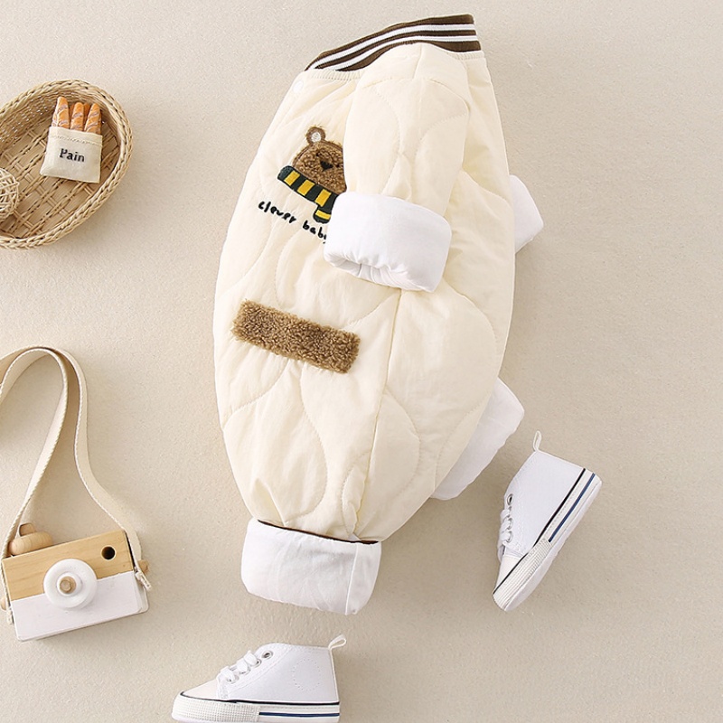 Baby Girl/Boy Long Sleeve Cotton Scarf Bear Romper