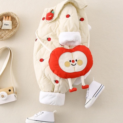 Baby Girl Clip Cotton Cute Strawberry Romper with Bag