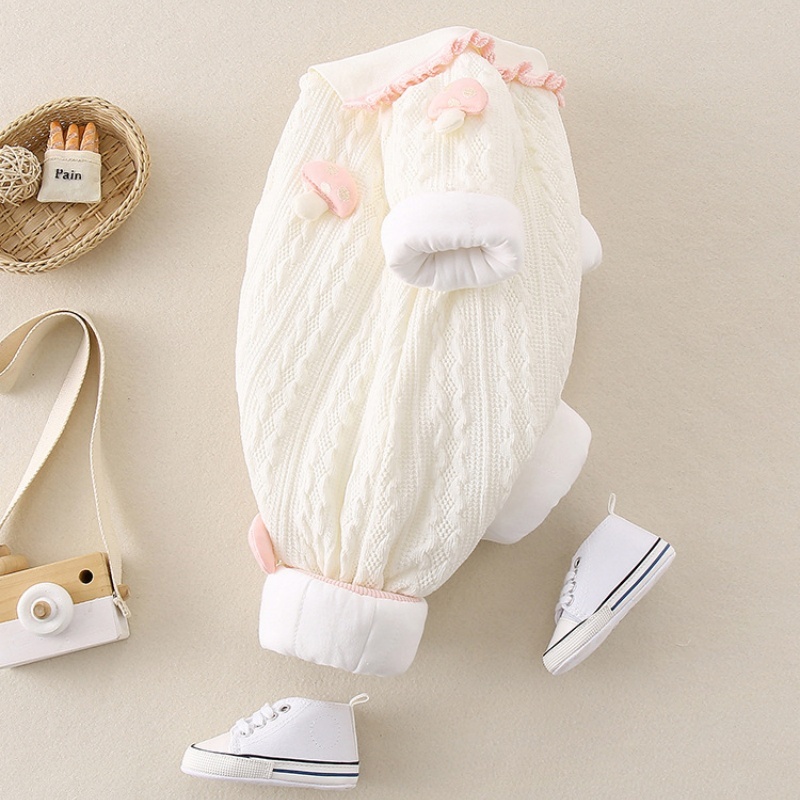 Baby Girl Pink Mushroom Lapel Romper