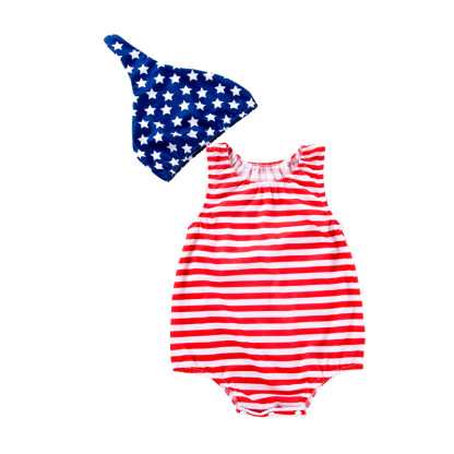 Baby Girl Red and White Stripes Bodysuit with Hat