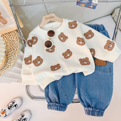 2pcs Baby Girl/Boy Full-print Bunny Long Sleeve Set