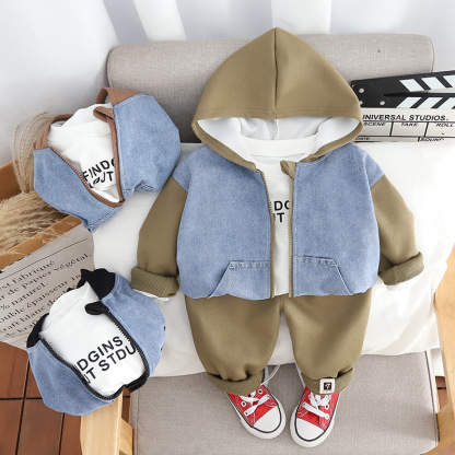3pcs Baby Boy/Girl Long Sleeve Casual Simple Hooded Set