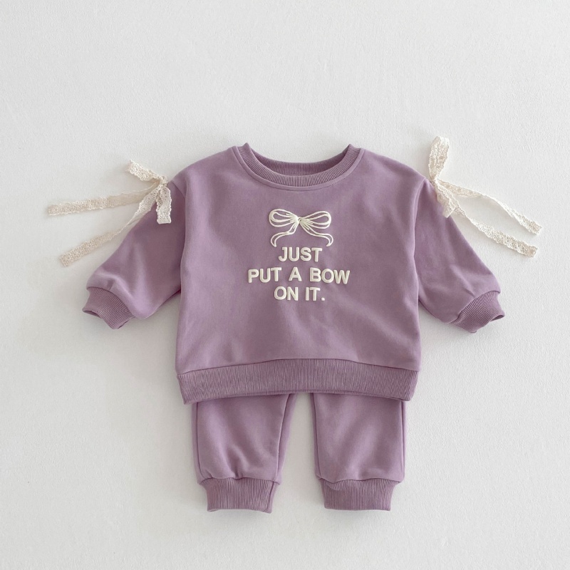 2pcs Baby Girl Fashion Letter Bowknot Casual Set