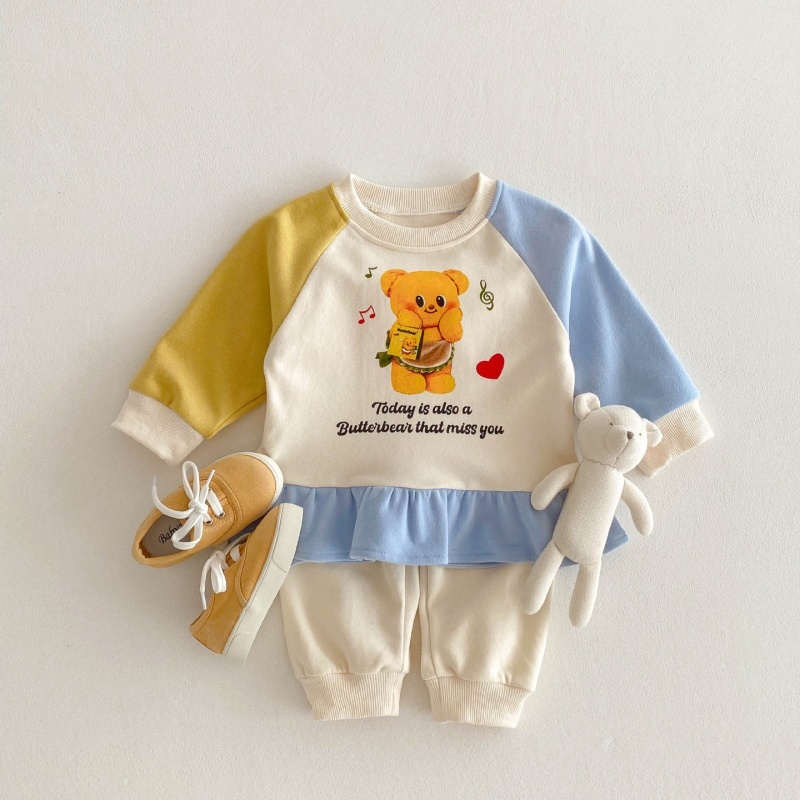 2pcs Baby Girl Fashion Alphabet Cartoon Simple Set