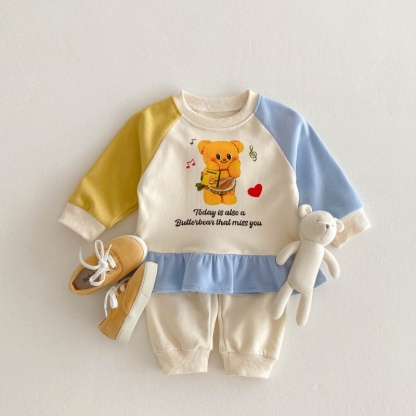 2pcs Baby Girl Fashion Alphabet Cartoon Simple Set