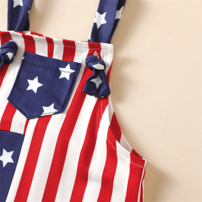 Baby Girl American Independence Day Striped Stars Bodysuit