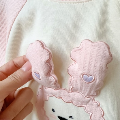 Baby Girl Cute Bunny with Three-dimensional Ears Long Sleeve Romper