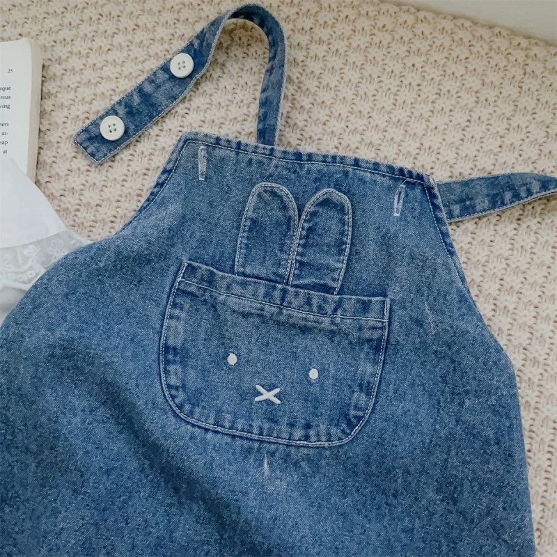 Baby Girl Doll Neck Cardigan + Bunny Bib Pants Romper