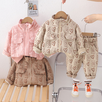 2pcs Baby Boy Love Bubble Bear Casual Set