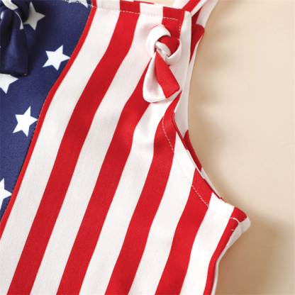 Baby Girl American Independence Day Fag Pattern Bodysuit