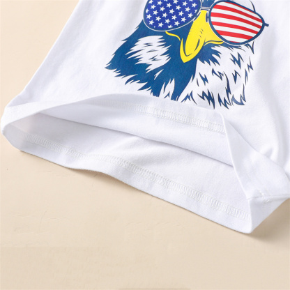 2pcs Baby Boy/Girl Independence Day Eagle Print Sleeveless T-shirt with Pant Set