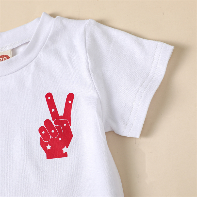2pcs Baby Boy/Girl Independence Day Reversible Print T-shirt with Pant Set