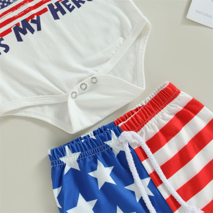 Baby Boys Independence Day Stars and Stripes Bodysuit + pant two-piece suit