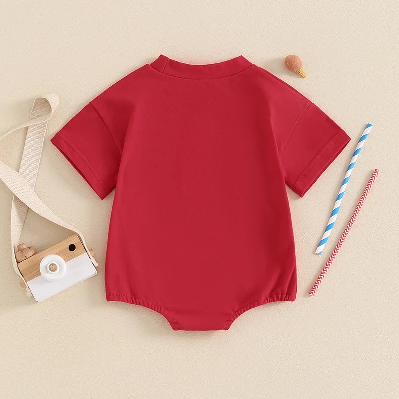 Baby Boys Embroidered American Flag Short Sleeve Bodysuit
