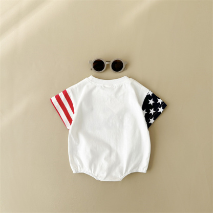 Baby Boy/Girl USA Print Short Sleeve Bodysuit