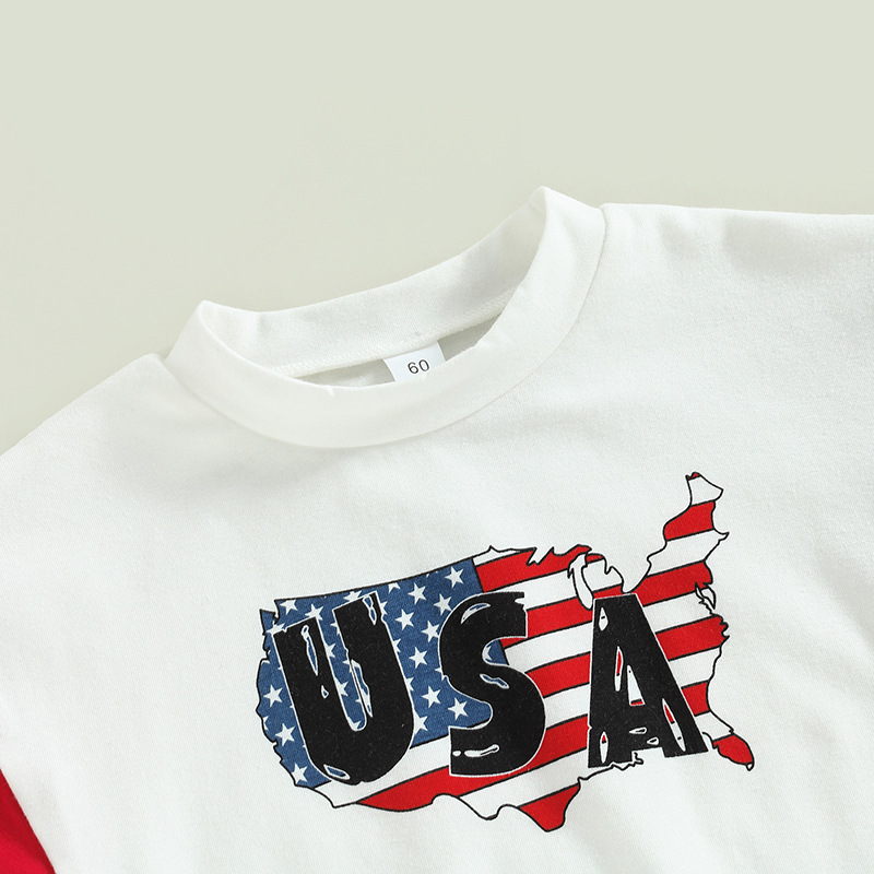 Baby Boy/Girl American USA Print Short Sleeve Bodysuit