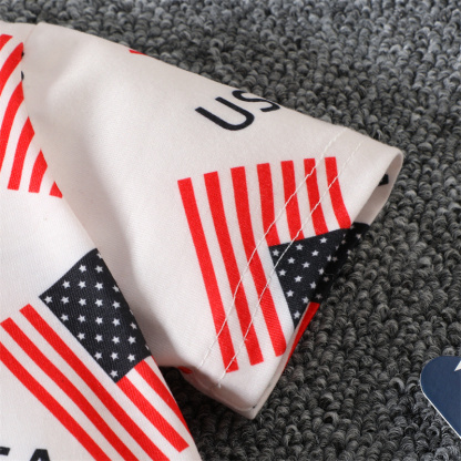 Baby Boy/Girl Independence Day Flag Print Short Sleeve Bodysuit