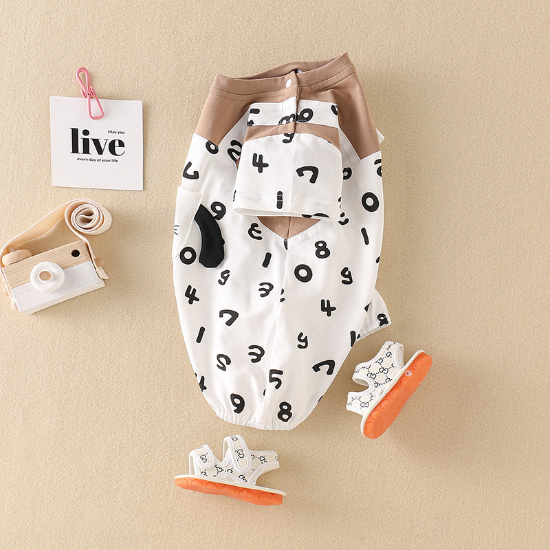 Baby Boy/Girl Cute Puppy Cartoon Letter Romper