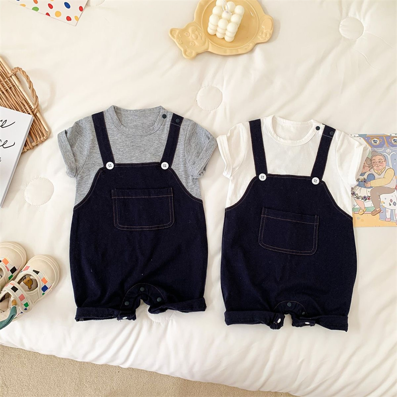 Baby Boy False Two-piece Short Sleeve Romper