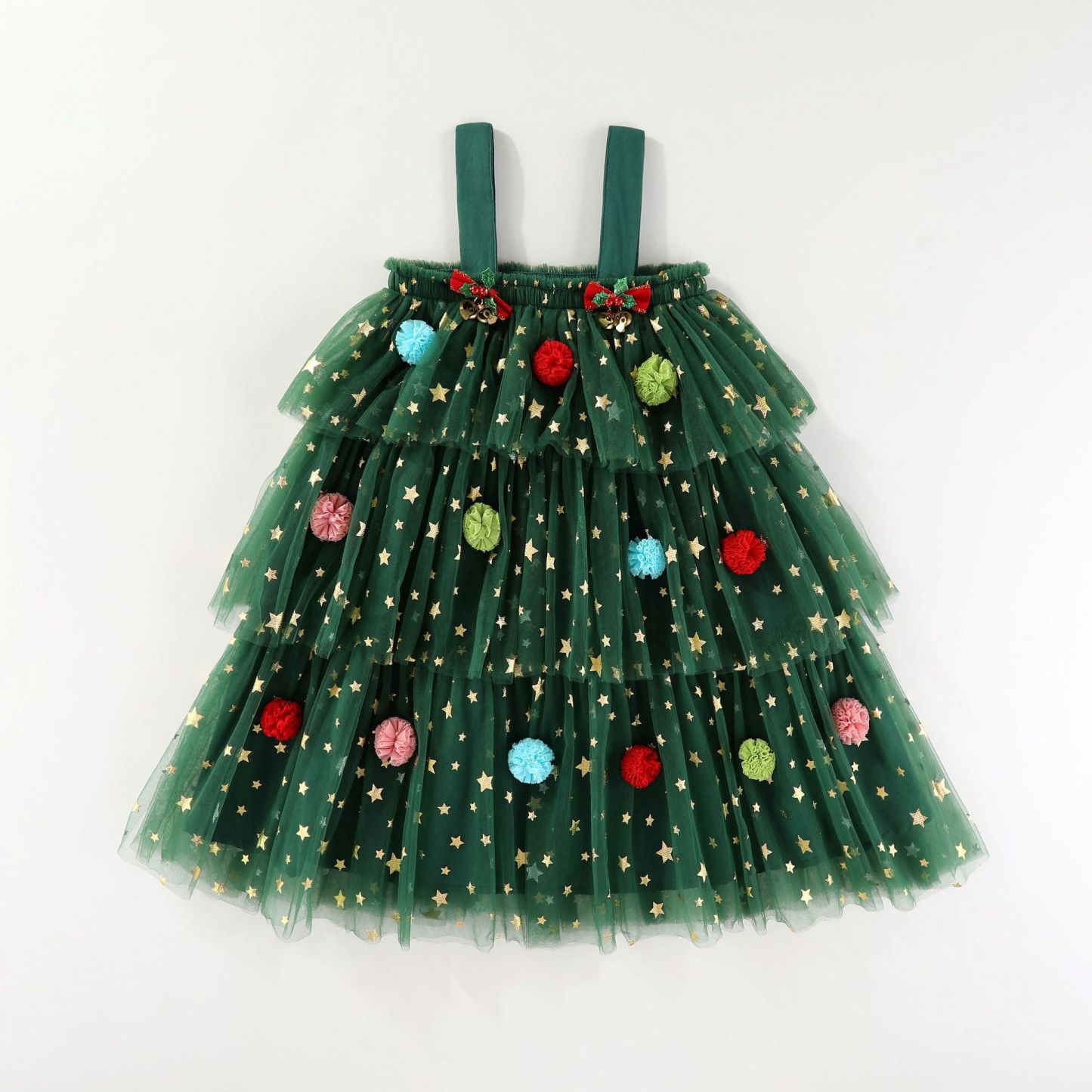 Baby Girl Christmas Tree Halter Mesh Dress