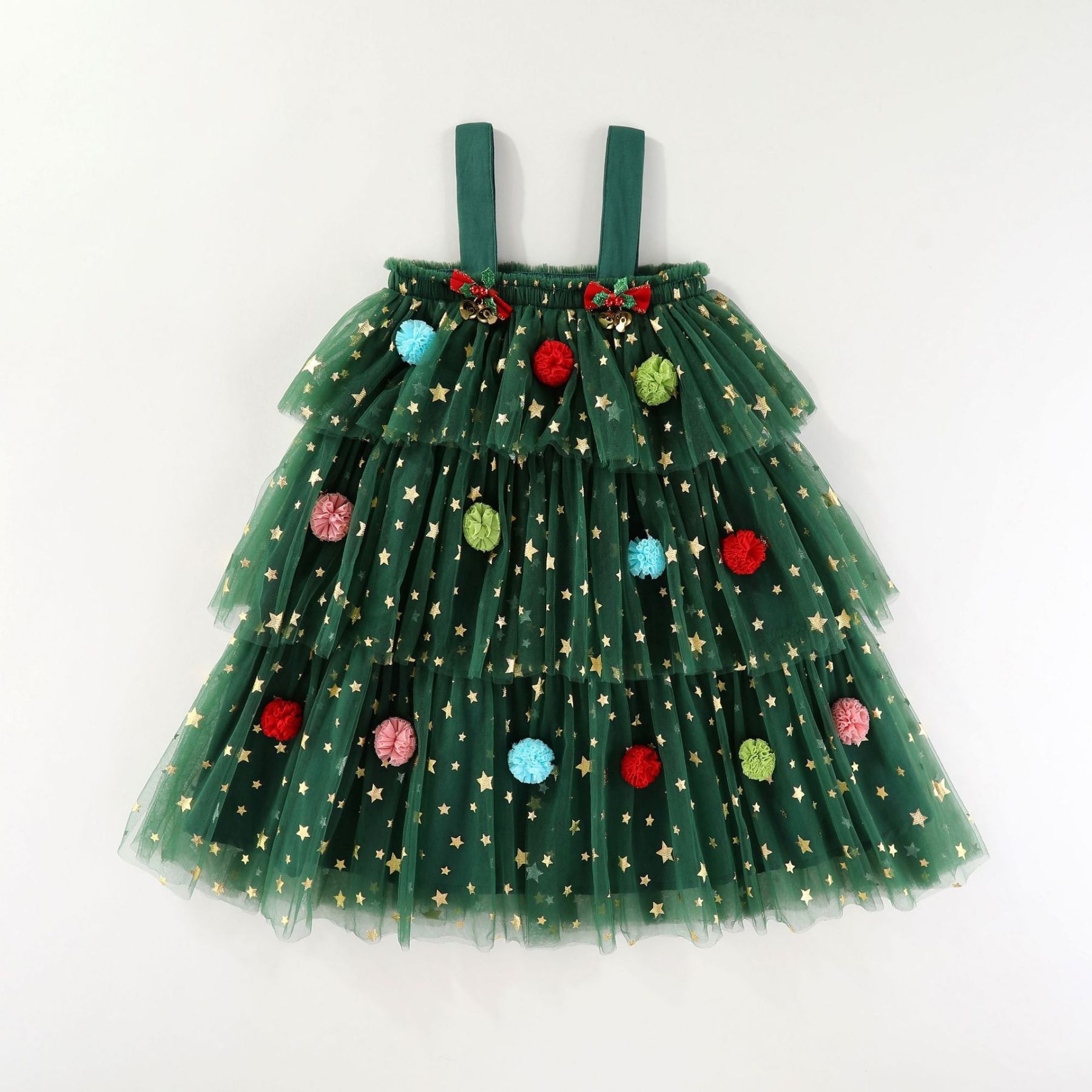Baby Girl Christmas Tree Halter Mesh Dress