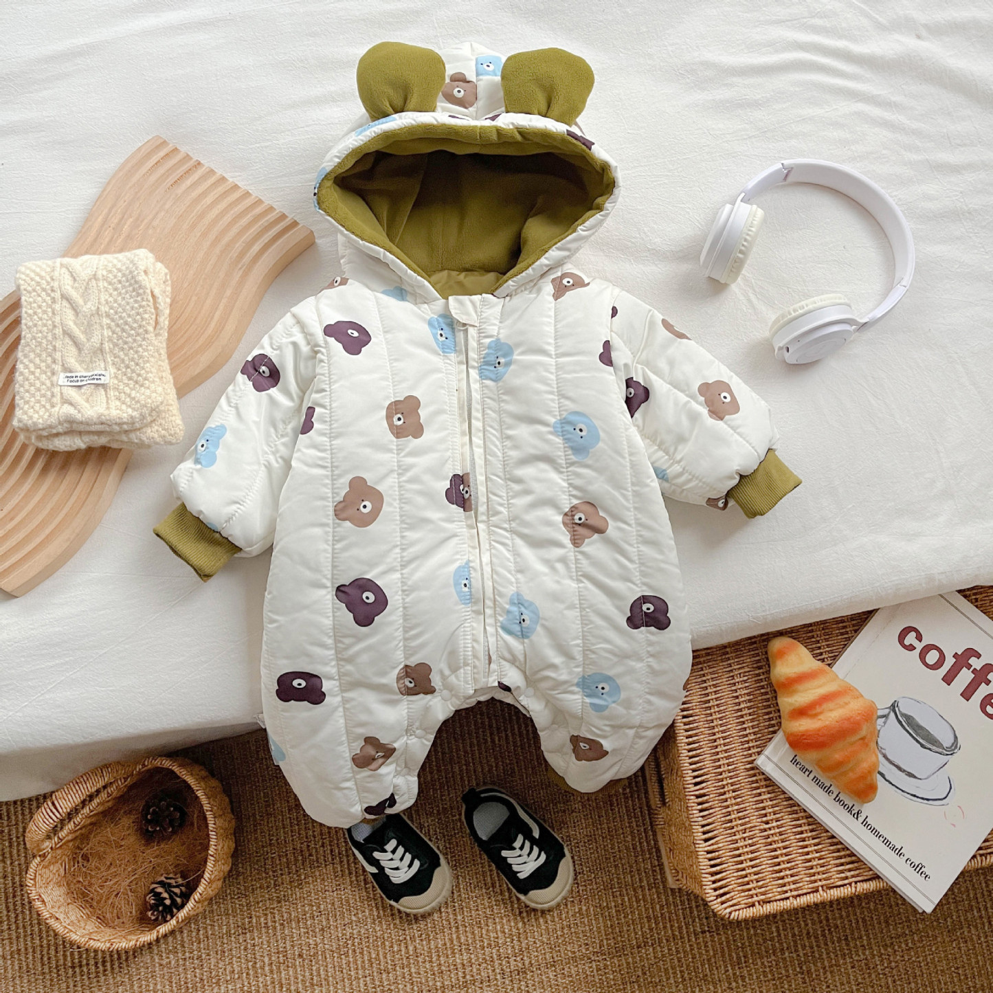 Baby Hooded Bear Cotton Romper