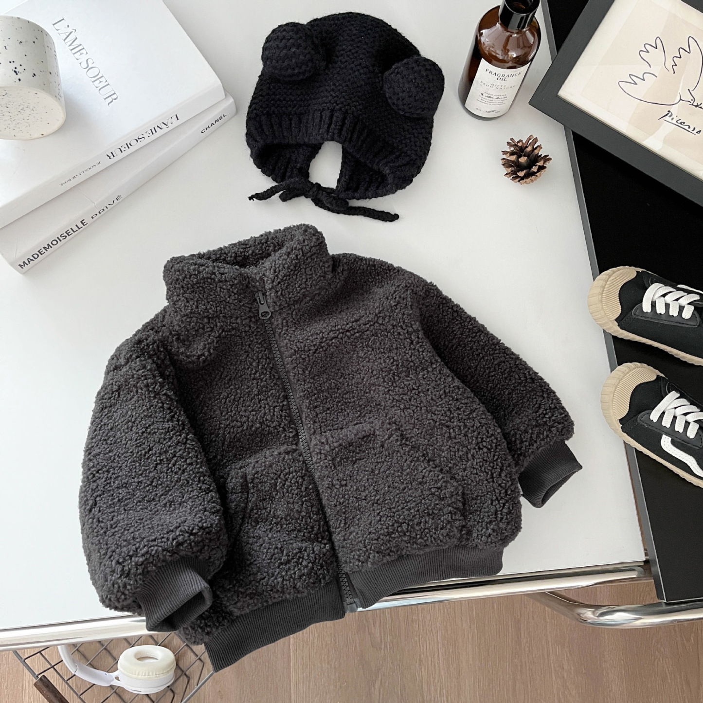 Baby Lamb Wool One Piece Fleece Warm Coat