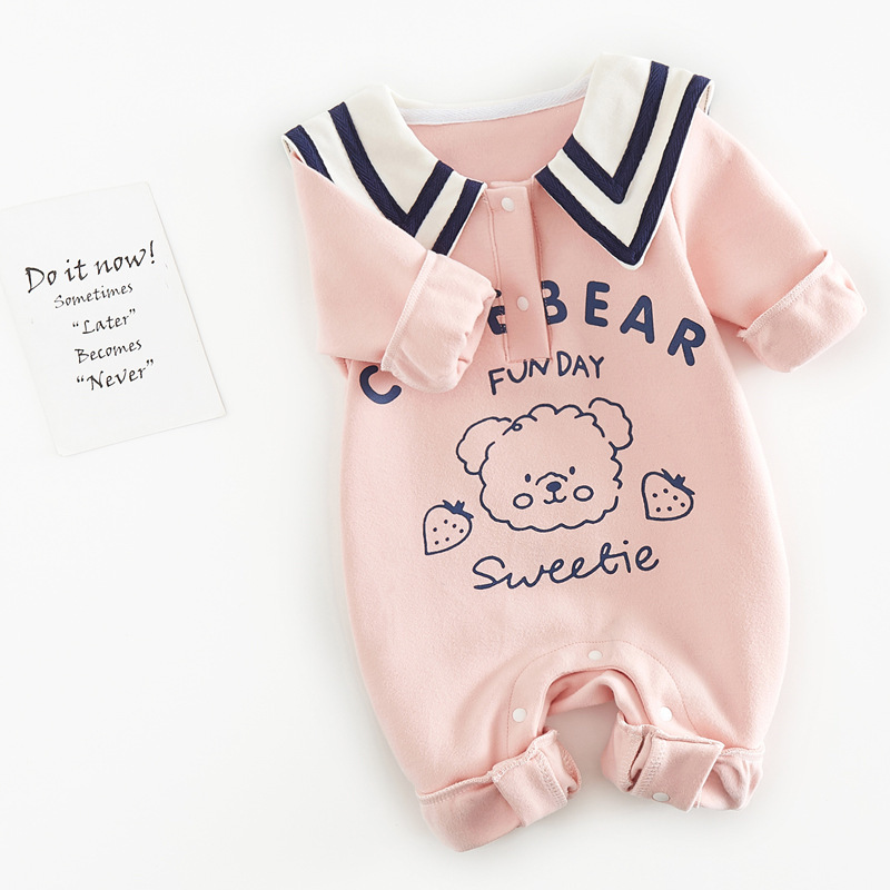 Baby Bear Navy Style Cartoon Romper