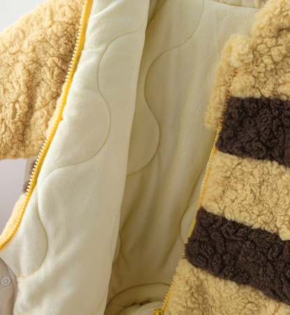 Baby Cartoon Cute Bee Padded Cotton Hooded Romper