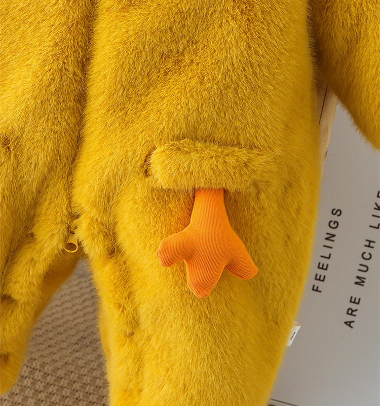 Baby Cartoon Cute Chick Padded Cotton Hooded Romper