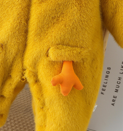 Baby Cartoon Cute Chick Padded Cotton Hooded Romper