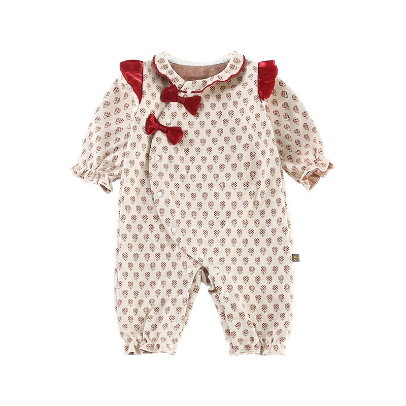 Baby Girl Bow Tie With Sash Closure Romper