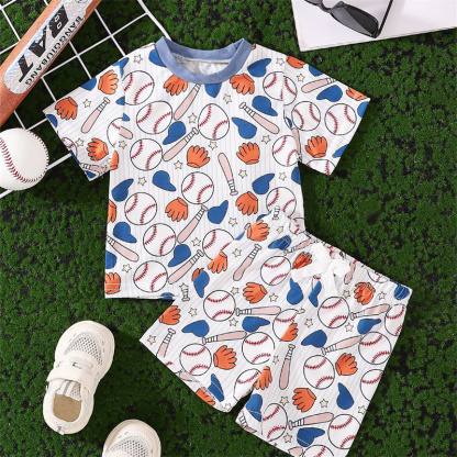 2pcs Baby Boy Cute Baseball T-shirt with Pant Set
