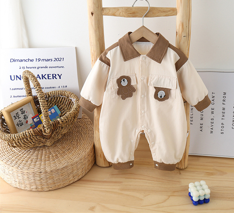 Baby Boy Cute Bear Workwear Long Sleeve Romper