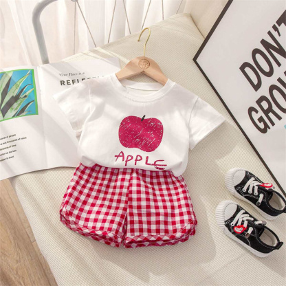 2pcs Baby Girl/Boy Cute Fruit Pattern T-shirt with Pant Set