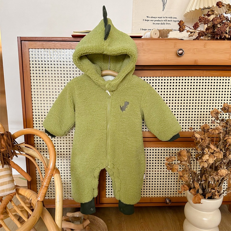 Baby Cute Embroidered Dinosaur Long Sleeve Romper
