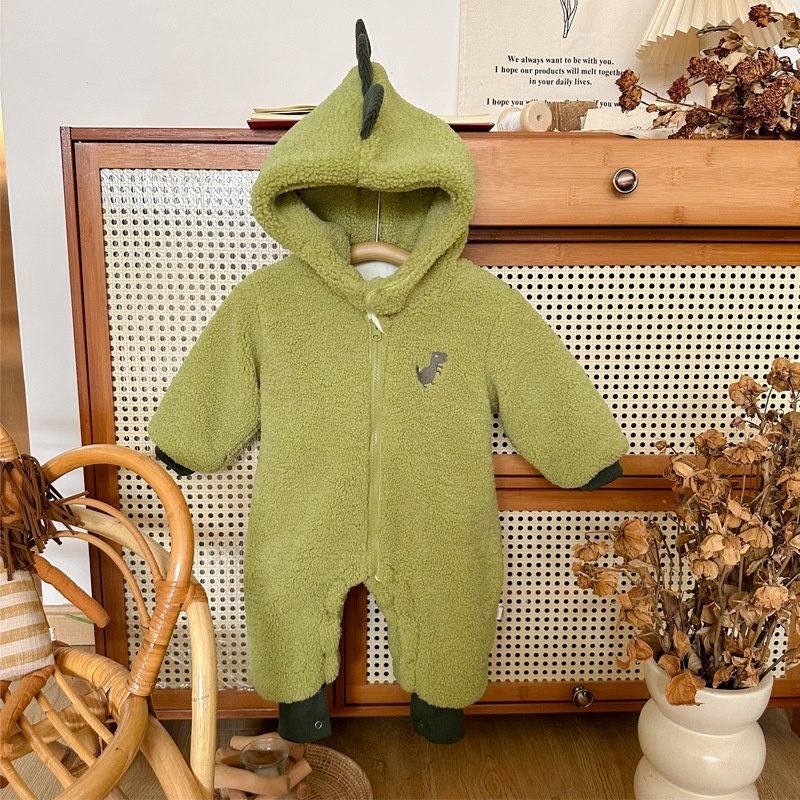 Baby Cute Embroidered Dinosaur Long Sleeve Romper