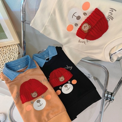 2pcs Baby Boy Hat Bear Lapel Set