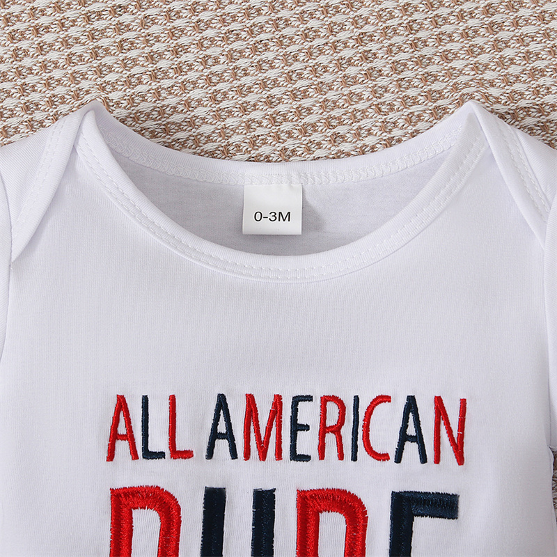 [Copy]Baby Boys Independence Day Letters Bodysuit + long pants + hat three-piece suit